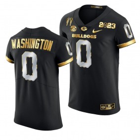 Georgia Bulldogs Darnell Washington 2X CFBPlayoff National Champions Jersey Men's Black #0 Golden Limited