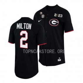 2022 National Champions Kendall Milton Georgia Bulldogs #2 Black Baseball Shirt Jersey Men